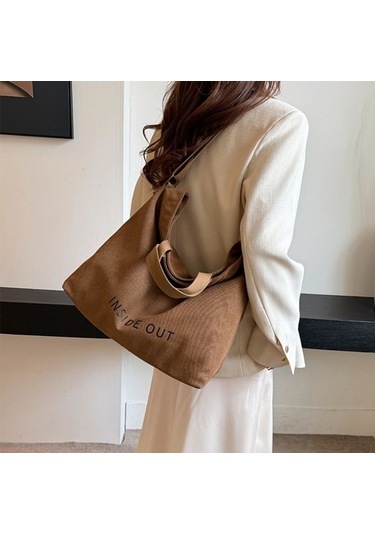 Fastbuy Kadınlar İçin Pamuklu Kahverengi Tuval Crossbody Çanta Kahverengi