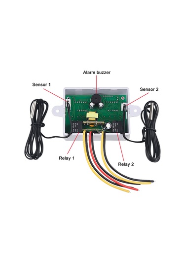 Geekyou Dc12v Akıllı Çift Kontrollü Dijital Sıcaklık Kontrol Cihazı - Çift Ekranlı, Ayarlanabilir Termostat, 10a Röle, Su Geçirmez Sensör