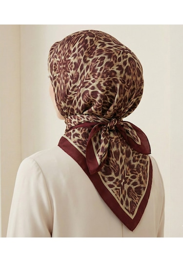 Leo Desen 90x90cm Organic Twill Eşarp/fular Bordo