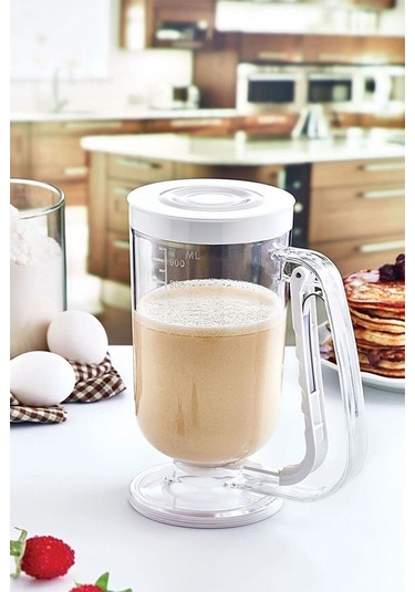 Pankek Dağıtıcı Hamur Porsiyonlayıcı Şekillendirici 900 Ml Dökme Aparatı Beyaz Beyaz