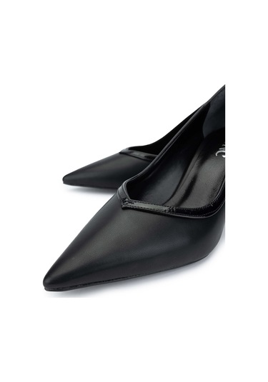 Tamer Tanca Kadın Vegan Siyah Topuklu Ayakkabı 1073 3033 Bn Ayk Sk24-25 Sıyah Cılt Siyah Cilt