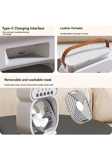Besthome1 3'ü 1 Arada Klimalı Fan, Led Gece Lambası Mini Hava Soğutucu