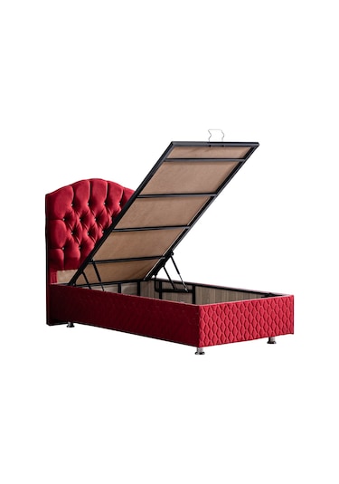Setaymobilya Baza, Zümrüt Bordo Tek Kişilik Baza + Başlık + Orthosoft Yatak