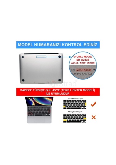 Apple Uyumlu MacBook Pro 13 Inç M1 A2338 Kılıf + Klavye Kılıfı + Film