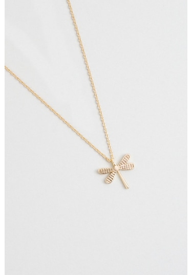 So Chic Minimal 18 Ayar Sarı Altın Kaplama 45 Cm Gümüş Yusufçuk Kolye Sarı