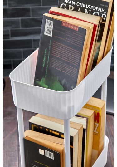 Okyanus Home Banyo-mutfak Düzenleyici 2 Katlı Tekerleksiz Pratik Raf Beyaz Beyaz