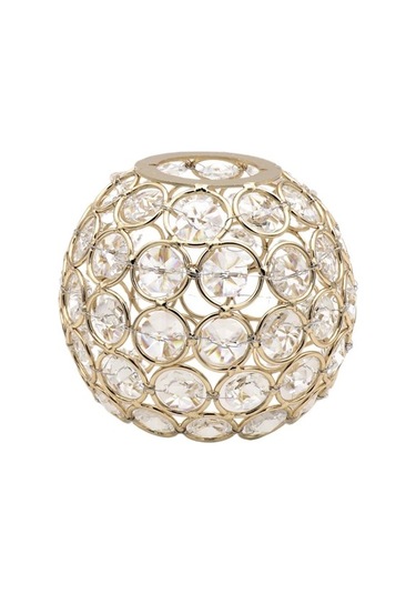 Agoodshop Parlak Altın Üzerinde Yuvarlak Abajur Kristal Başucu Lambası