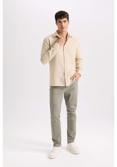 DeFacto Yazlık Gabardin Chino Kanvas Pantolon Slim Fit Dar Kesim Dar Paça Cepli B2089AX25SPKH454