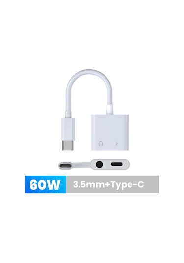 Snapbuy60w 2'li Usb C Ses Dağıtıcı Adaptörü - İphone Uyumlu 16/15 Ve Samsung İçin Çift Tip C + 3.5mm Kulaklık Bağlantısıwhıte3000 Mah Whıte