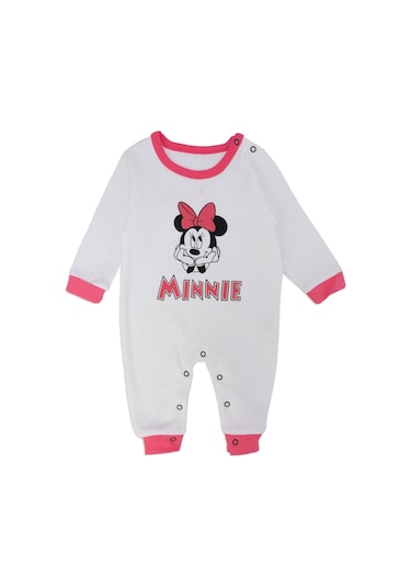 Bebelop Kız Bebek Mickey Mouse Baskılı Çıtçıtlı Uzun Kol Tulum 001
