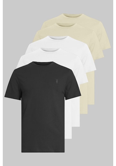 Kozik Standart Fit Bisiklet Yaka Erkek Tişört 5'li Çok Renkli 012 Çok Renkli