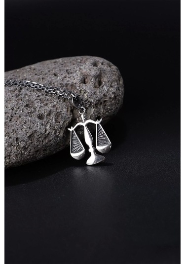 İpek Silver 925 Ayar Gümüş Adalet Terazisi Erkek Kolye Silver