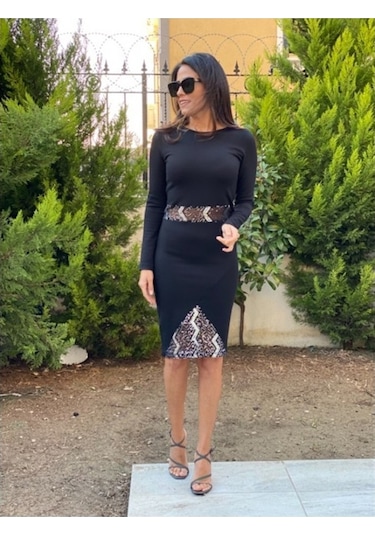 Forlady Gümüş Transparan Elbise-S-Siyah