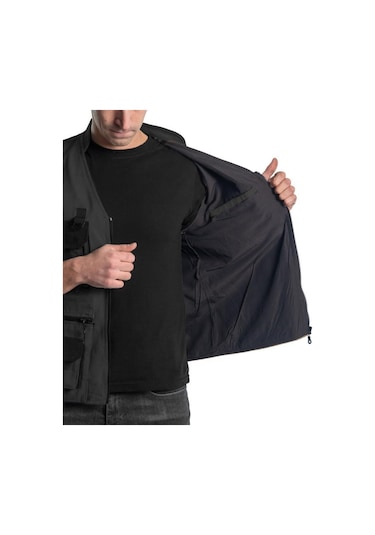 Şensel, Çok Cepli Yelek, Gri-Siyah -118E1337- Dört Mevsim-Vest