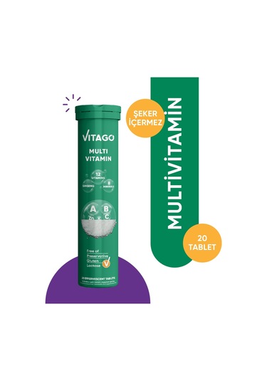 Vitago Multivitamin Multimineral Içeren 20 Efervesan Tablet