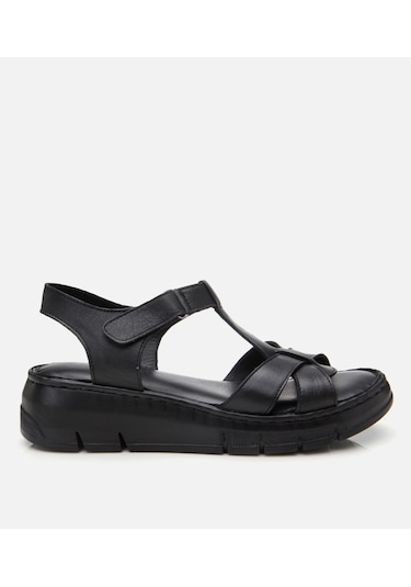 Hotiç Kadın Deri Siyah Ayarlanabilir Comfort Sandalet 01sah306850a100 Siyah-black Siyah