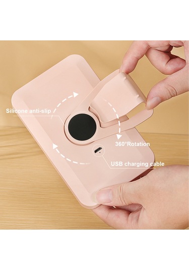 Geeksen Taşınabilir Led Aydınlatmalı Dokunmatik Makyaj Aynası - 3 Işık Modu, 360 Dönebilir, Usb Şarjlı Pembe Kırmızı