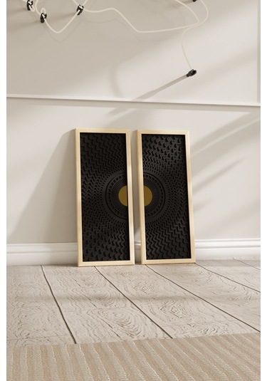 Dekoratif Modern Tasarımlı 2'li Ahşap Tablo