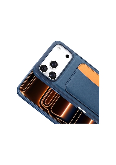 İphone 17 Pro Kılıf Kartlıklı X-kart Silikon Kılıf Lacivert