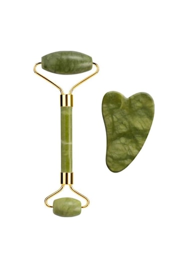 Beyzana Yeşim %100 Doğal Taş Masaj Aleti Ve Kalp Gua Sha Yüz Bakım Taşı