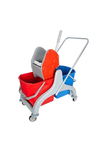 Ceymop Çift Kovalı Plastik Taşıyıcılı Plastik Presli Temizlik Seti