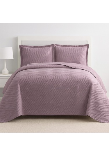 Washed Çift Kişilik Yatak Örtüsü Mozaik Kül Moru Diğer