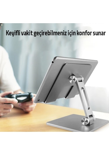 Ally MT134 Alüminyum Masaüstü Ayarlanabilir Tablet Tutucu Gri