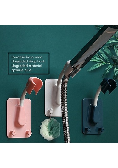 Primepickings Pembe 2 Parça 360 Derece Ayarlanabilir Duş Başlığı Braketi Delmesiz Duvara Monte Evrensel 2 Katlı Gri