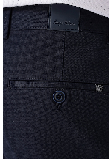 Koyu Lacivert Pamuklu Likralı Yan Cepli Comfort Fit Rahat Kesim Casual Pantolon 1003235154-koyu Lacivert Koyu Lacivert