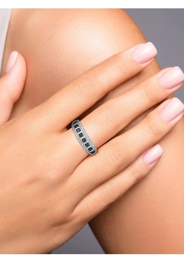 Lamponi Zirkon Ve Spinel Taşlı 925 Ayar Gümüş Halka Yol Parçası 246653073 Gri