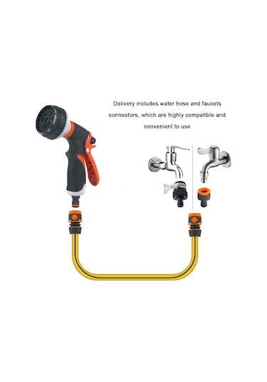 Shineyee 8 Fonksiyonlu Yüksek Basınçlı Bahçe Ve Araba Yıkama Hortumu, Abs Ve Tpr Malzeme, Hızlı Bağlantı İçerir 1 Set