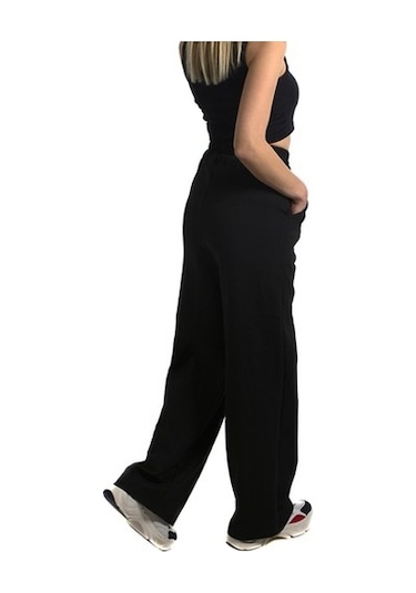 Kadın Siyah Yüksek Bel Bol Kesim Eşofman Altı Siyah