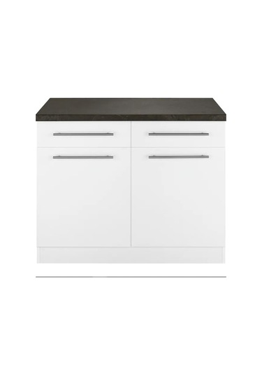 Vera Mutfak 2 Çekmeceli 2 Kapaklı Alt Modül -100 Cm - Çok Amaçlı Dolap -tezgah Dahil Antrasit