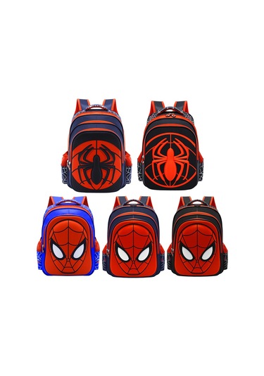 Yifomall Öğrenci Spiderman Çanta 1-3. Sınıf 3d Su Geçirmez Omuz Çantası Korumalı Siyah Kırmızı Karakter Desenli Siyah - Kırmızı