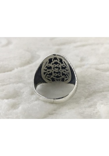 Osmanlı Tuğralı Zirkon Taşlı 925 Ayar Gümüş Erkek Yüzük