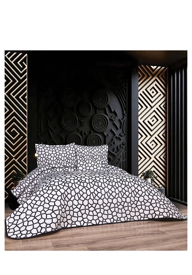 Bonne Maison Stone Lacivert 4 Parça Nakışlı Yatak Örtüsü Seti