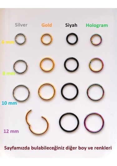 Heppii 6 Mm Silver Cerrahi Çelik Düz Halka Tragus Piercing Helix Kıkırda Gümüş