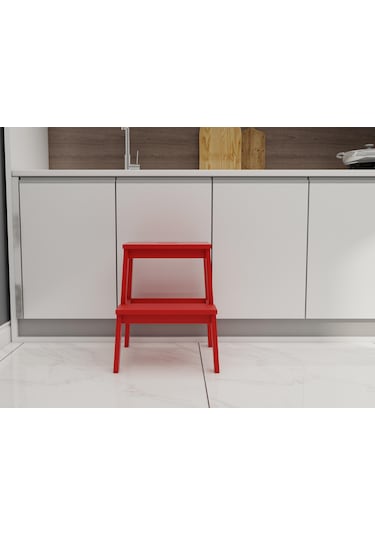 Fastwood Basamaklı Ahşap Tabure Kırmızı