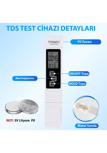 Hymark 3in1 Dijital Tds Su Kalitesi Ph Değeri Sıcaklık Ölçüm Ciha