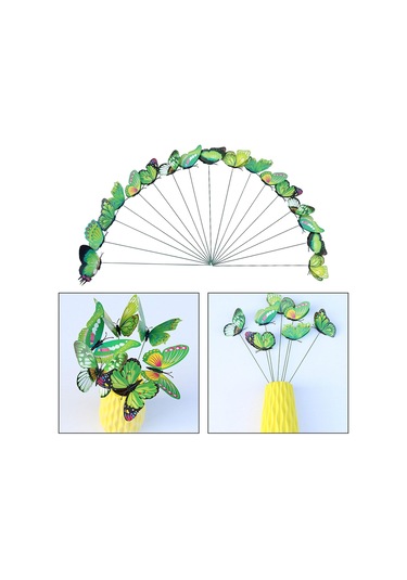 Suntek 24x Kelebek Bahçe Kazıkları Eve Taşınma Patio Yeşil