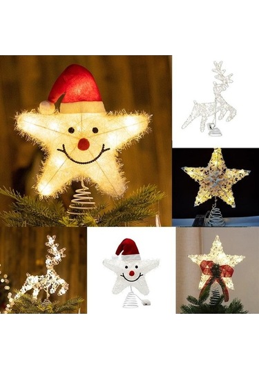 Pazly Led Parıltılı Noel Ağacı Topper Işıklı Yıldız Ağacın Tepesi Süsleme C C