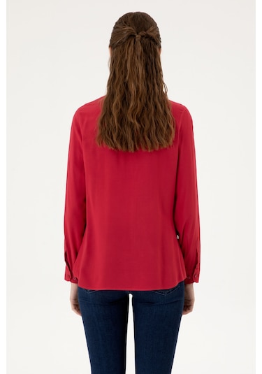 U.s. Polo Assn. Kadın Gömlek Desenli 50316429-vr104 Koyu Frambuaz/dark Raspberry