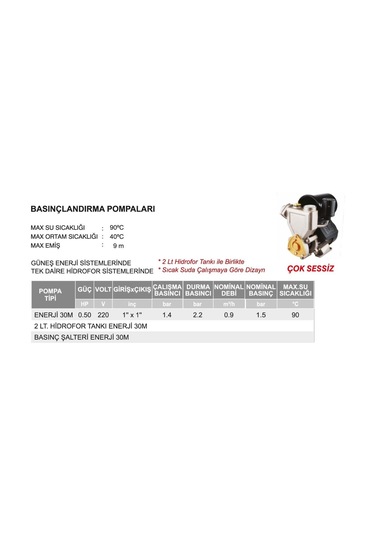 Atlantis Enj40 Basınçlandırma Pompası Sıcak Su Uyumlu