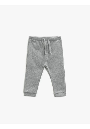 Koton Beli Bağlamalı Basic Eşofman Altı Gri Melanj 1ymb48529ok
