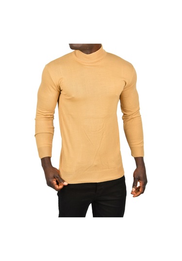 Deepsea Erkek Camel Yarım Balıkçı Yaka Tüylenmeyen İnce Triko Kazak 2505502 Camel