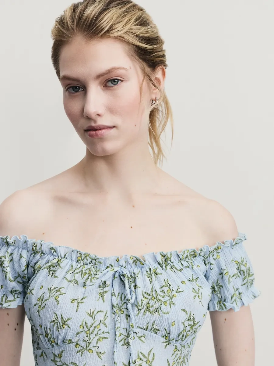 Zarına Uzun Yırtmaçlı Ve Kısa Kollu Elbise 371769342 Açık Mavi