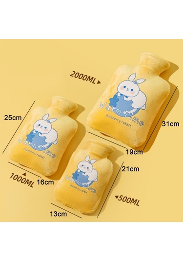 Karikatür Kadife Kapak Kalınlaşmış Patlamaya Dayanıklı Pvc Su Dolu Sıcak Su Torbası, Renk: 500ml Açık Yeşil