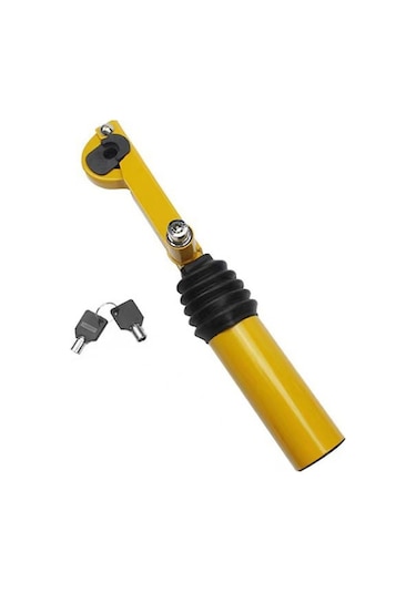 Araç Güvenlik Kilidi: Fren Ve Vites Kolu Kilidi, Ayarlanabilir, Çelik Yapı, 2 Anahtar, Sarı-siyah