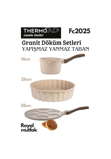 Thermoad 3'lü Vizon Set (Sosluk&Sütlük-Tart Kalıbı-Emojili Pankek Tavası)