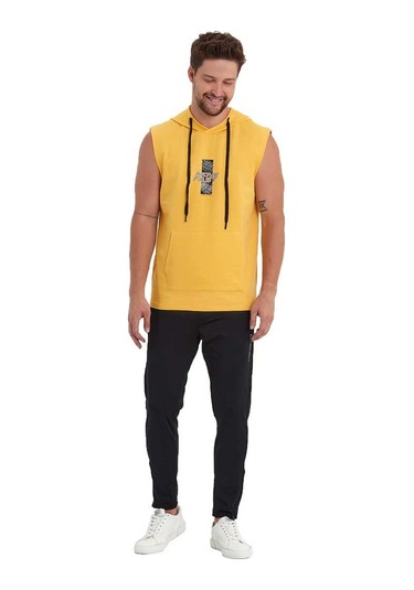 Adams Erkek Kapüşonlu Kanguru Cepli Kolsuz Sweatshirt 001